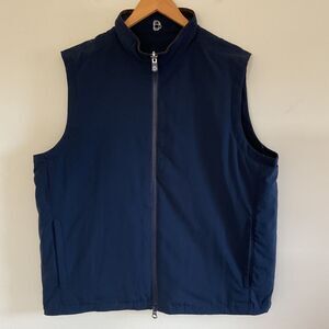 B Draddy Quilted Puffer Vest XL Blue Full Zip Goose Down Reversible Golf Jacket